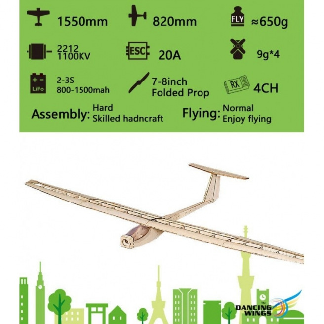Planeur Griffin kit balsa de Dancing Wings Hobby
