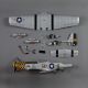 Avion P-51D Mustang Warbird kit PNP jaune 750mm de Derbee