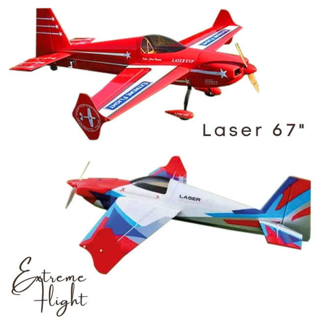 Avion Laser 67" ARF de Extreme Flight - Bleu/blanc ou Rouge Avion Laser 67" ARF de Extreme Flight - Bleu/blanc ou Rouge