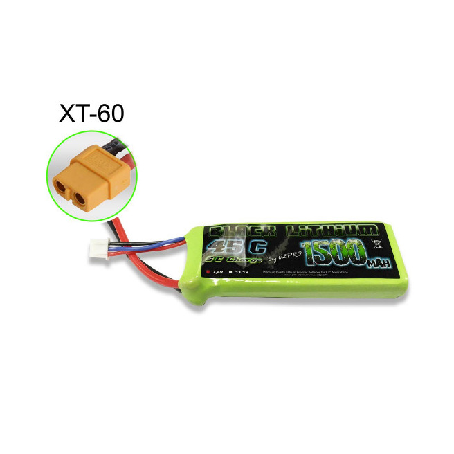 Batterie LiPo 3S 2200mAh 45C XT60 - Black Lithium