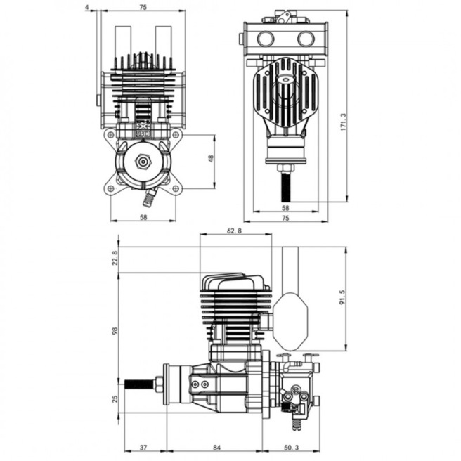 Série de moteurs thermiques essence EPHIL 20cc / 38cc / 40cc / 60cc / 76cc Série de moteurs thermiques essence EPHIL 20cc / 38cc / 40cc / 60cc / 76cc