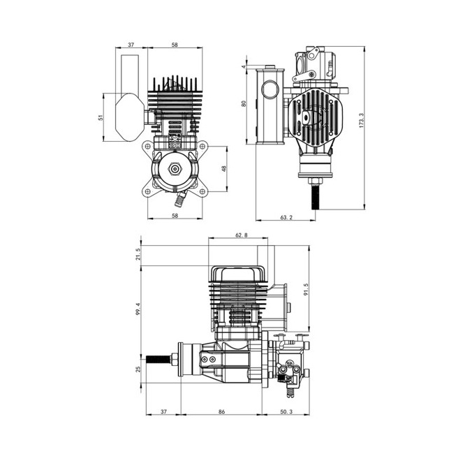 Série de moteurs thermiques essence EPHIL 20cc / 38cc / 40cc / 60cc / 76cc Série de moteurs thermiques essence EPHIL 20cc / 38cc / 40cc / 60cc / 76cc