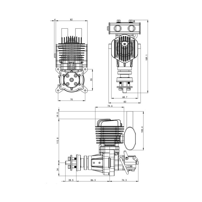 Série de moteurs thermiques essence EPHIL 20cc / 38cc / 40cc / 60cc / 76cc Série de moteurs thermiques essence EPHIL 20cc / 38cc / 40cc / 60cc / 76cc