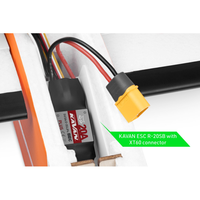 Planeur Twisty 1512mm PNP Orange/Vert de Kavan