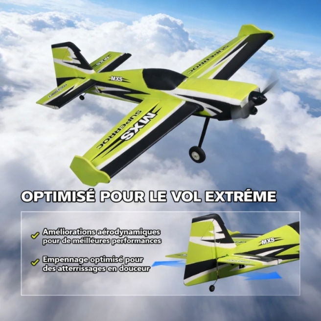 Avion de voltige RC MXS 3D V2 1/10 1100 mm vert PNP de ROCHobby
