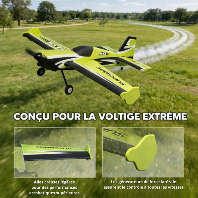 Avion de voltige RC MXS 3D V2 1/10 1100 mm vert PNP de ROCHobby