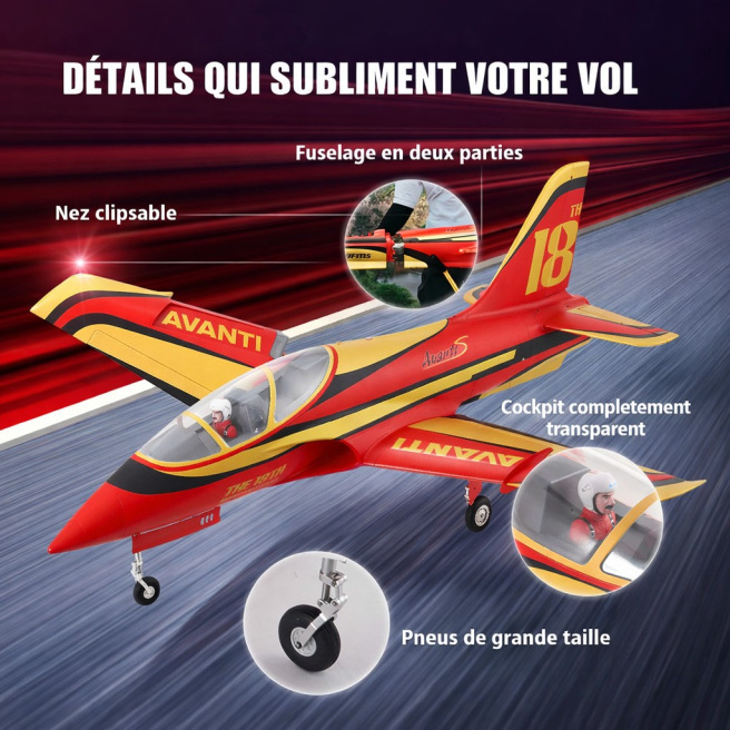 Jet Avanti 90 mm EDF 1/10 1290 mm PNP Rouge FMS – Edition 18e anniversaire