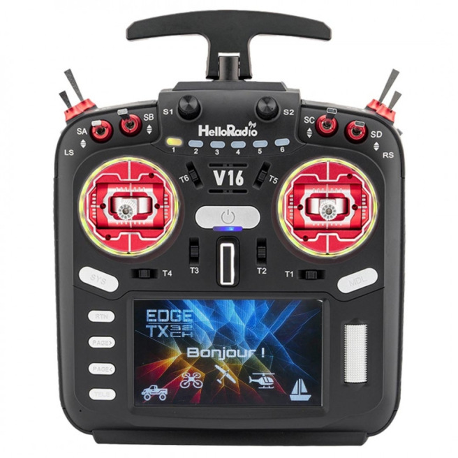 Radiocommande V16 MAX 4en1 rouge 32 voies Mode 1 ou 2 HELLORADIOSKY