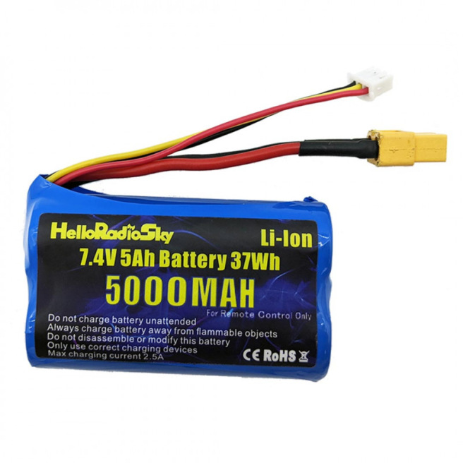 Batterie émetteur Li-ion 2S 7,4V 5000 mAh pour radiocommande V16 HELLORADIOSKY