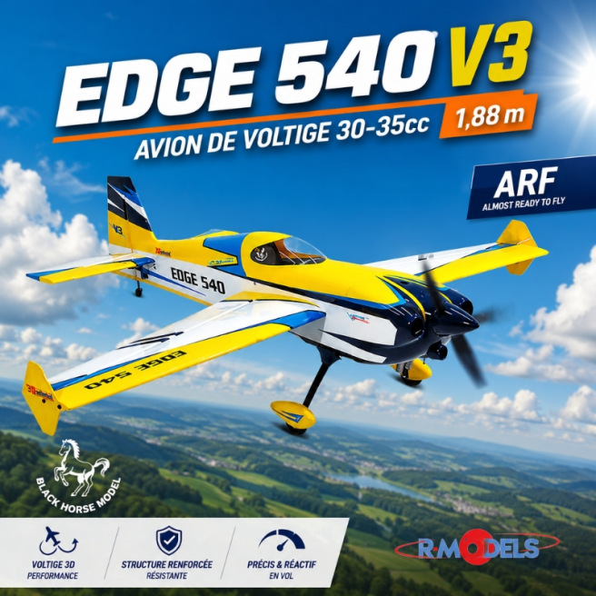Avion de voltige Edge 540 V3 30-35cc 1880 mm ARF de Black Horse