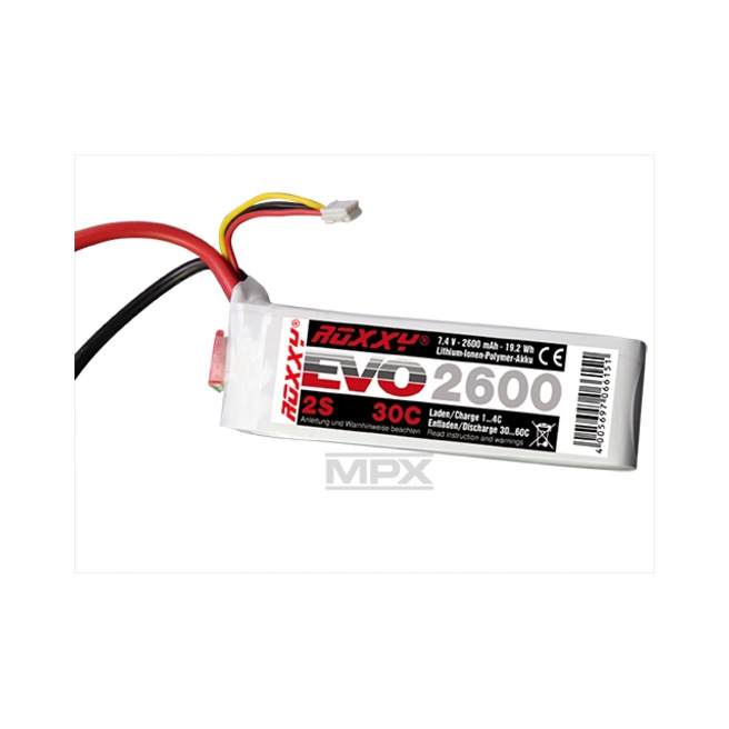 Batteries LiPo EVO de 2 à 6S - 30C - 350 à 5000mAh - ROXXY