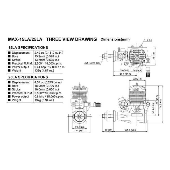 Moteur OS MAX 15 LA - 2.5cc