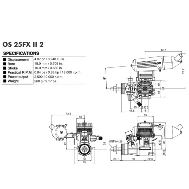 OS 25FX II - Moteur 2 Temps 4cc