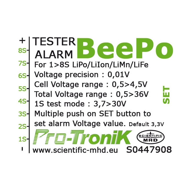 BeePo Testeur-Alarme d'accus LiPo 8S de A2Pro