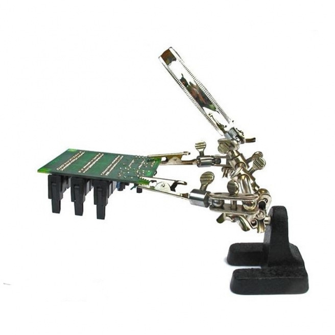 Support Avec Loupe Et Lumière LED - Pinces Crocodiles Réglables Pour Soudure, Réparation électronique, Bijoux Et Modélisme